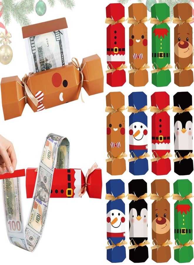 Piuaeue 12 Pcs Christmas Surprise Money Pull Pouch Christmas Money Box for Cash Gift Pull Xmas Money Holders for Cash for Kid Adult with 120 Pcs Transparent Bag Creative Way to Give Dollar Gift (Classical) - Image 1